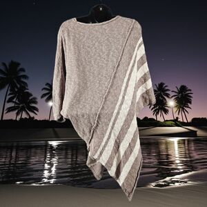 FP Beach Cotton Tunic Sweater Boho Drape Asymetrical Hem Size XS Taupe
